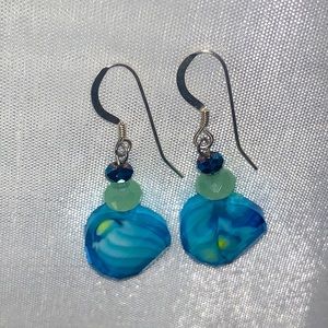 Ocean Blue Sterling Silver Dangling Earrings